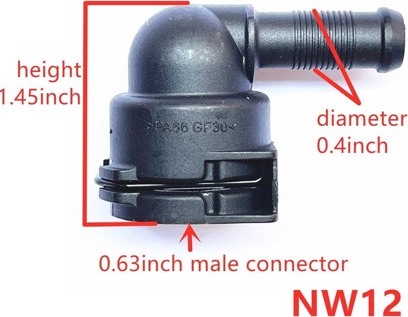 FEEDUN NW12, 90°,Coolant Hose Connector Adapter,Radiator Pipe Line Fitting for Chevrolet Mercedes-Benz BMW Audi Volkswagen Volvo Buick,Engine Heater Hose Assembly Junction Flange Repair Kit Threaded,5/8 inch - Image 2